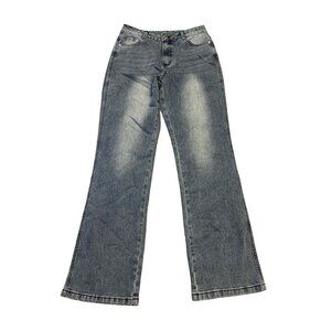 Womens Bootcut Flare Jeans Size M 28 Light Wash Blue Stretch Denim Faded